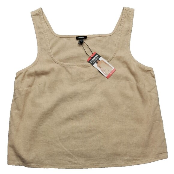 Express Linen Tank Top Womens XS Casual Layers Office Wear Lightweight Crop - Picture 2 of 8